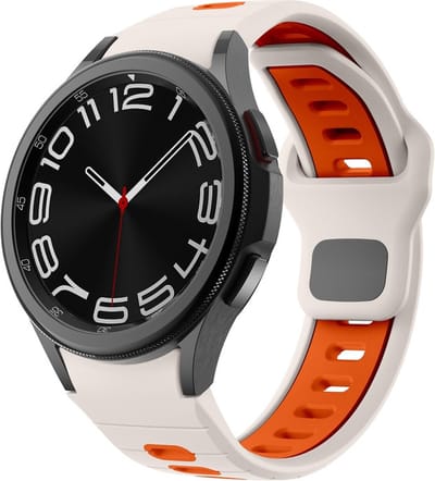 Siliconen bandje - geschikt voor Samsung Galaxy Watch 7 / Watch 6 / Watch 6 Classic / Watch 5 / Watch 5 Pro / Watch 4 / Watch 4 Classic / Watch FE - beige-oranje