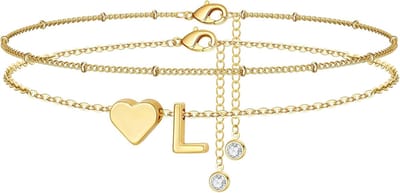 Enkelbandje Harten Letters - Voetsieraad Ketting - Zomer Strand Dragen - Waterdicht Verguld - Goudkleurig