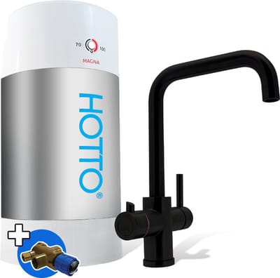 HOTTO Combi 8L - Quadro zwart 3-in-1 kraan - inlaatcombinatie - mengventiel