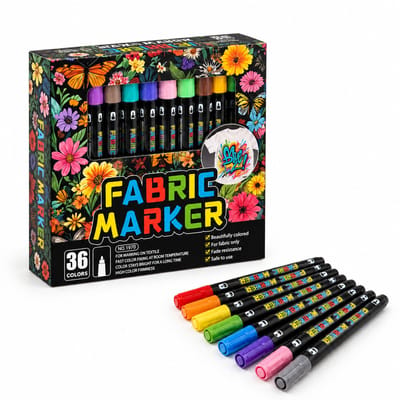 Textielmarkers - set van 36 kleuren - acryl - voor DIY-tekeningen op kleding en canvas - basisverpakking