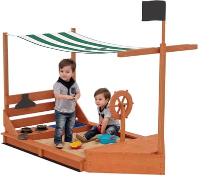Outsunny - Zandbak - met zonnedak - incl. kinderspeelkeukenset