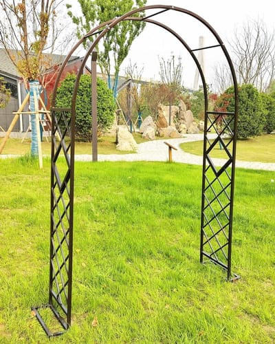 Grote Rozenboog - Tuin Prieel - Planten Ondersteunen - Met Voetstuk - Tot 340cm Breed - Zwart