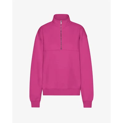 Merino 1/4 zip trui Colorful Standard Magenta Blaze