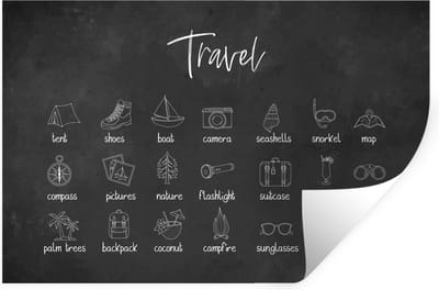 Muurstickers - Sticker Folie - Spreuken - Quotes - Travel - Snorkel - Map - 30x20 cm - Plakfolie - Muurstickers Kinderkamer - Zelfklevend Behang - Zelfklevend behangpapier - Stickerfolie