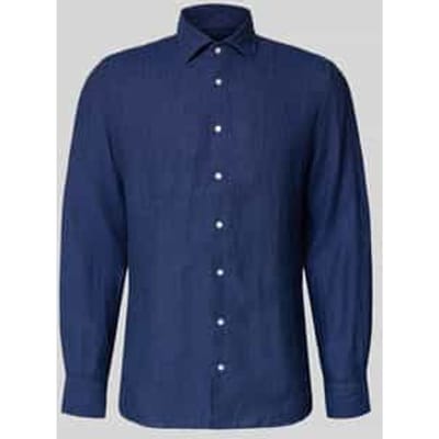 slim fit zakelijk hemd van linnen met kentkraag