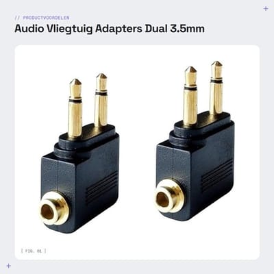 Audio Vliegtuig Adapters - Dual 3.5mm Hoofdtelefoon Adapters - Verguld - 2 Pack - Geluidskwaliteit - Geschikt voor Vliegtuiggebruik - Luc...