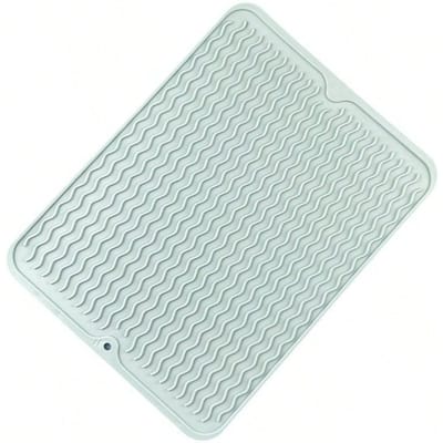 Tapis égouttoir, tapis isolant de cuisine, set de table, tapis égouttoir ondulé en caoutchouc, tapis imperméable et antidérapant vert