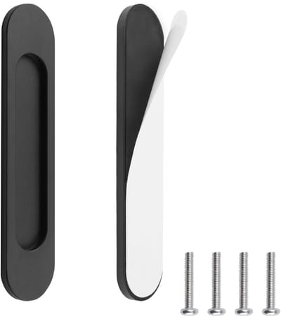 Set van 2 zelfklevende ovale schuifdeurgrepen van aluminiumlegering, mat zwart, zonder boren, voor schuifdeuren, kastramen, 18 cm