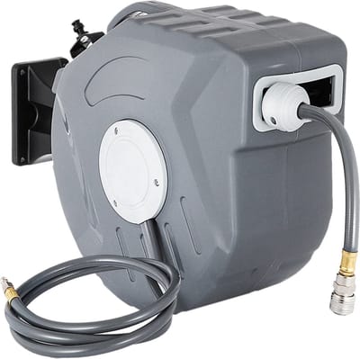 Intrekbare Luchtslanghaspel 20 Meter - Automatische Terugspoelfunctie - Slanghouder - Muurmontage - 180° Roterend - Voor Fabriekswerkplaatsen, Auto-Onderhoud