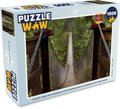 Puzzel Uitzicht vanaf een hangbrug in het noorden van de Canadese stad Vancouver - Legpuzzel - Puzzel 1000 stukjes volwassenen