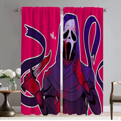 Ghostface Gordijnen voor Slaapkamer Afscheiding Shades Woonkamer Gordijn Halloween Decoratie Home Interieur Gordijnen 2 Stuks Keuken W50xH70cmx2pcs-CL
