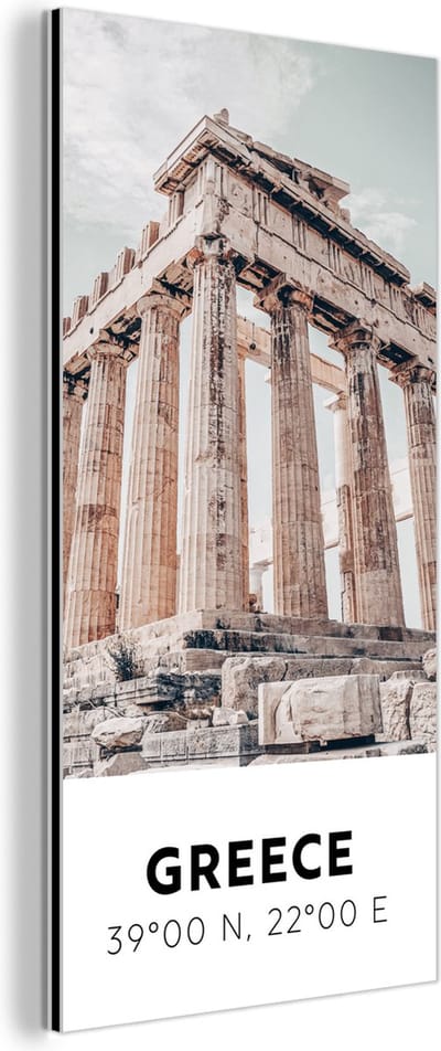 Wanddecoratie Metaal - Aluminium Schilderij Industrieel - Griekenland - Tempel - Athene - 80x160 cm - Dibond - Foto op aluminium - Industriële muurdecoratie - Voor de woonkamer/slaapkamer