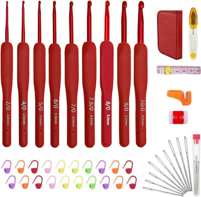 Set van 44 Haaknaalden in 9 Maten - Ergonomische Breinaalden Set