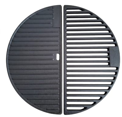 voor 21" Kamado-2 Half Moon Grill roosters -Halve maan-Grate-Griddle 46.5 cm -Gietijzer-Kamado-Halve Roosters-Plancha