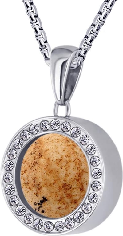 Quiges 12mm Mini Munt Hanger Zilverkleurig RVS Glans met Zandsteen Munt en Box Ketting Ankerketting 42-46cm