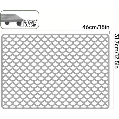 Tapis d'égouttage de évier en silicone durable, étanche, tapis d'égouttage antidérapant, tapis d'égouttage creux en silicone. gris