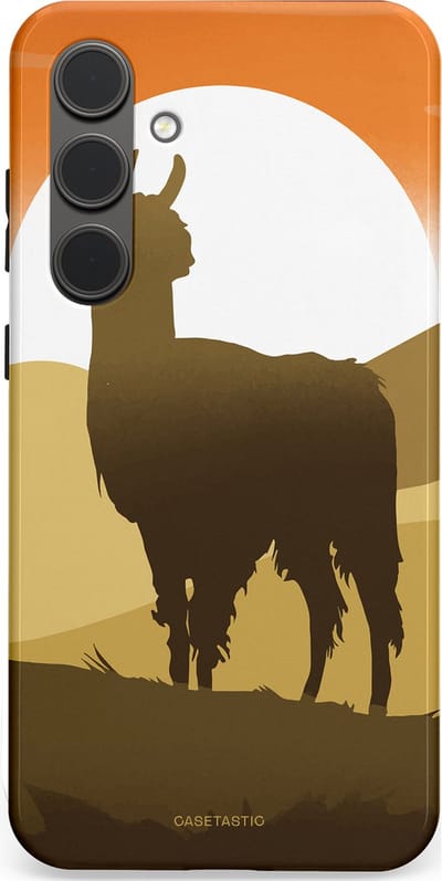 Casetastic Hoesje Geschikt voor Samsung S24 Plus - Stijlvolle Beschermende Duo-layer Case - Silhouet Alpaca