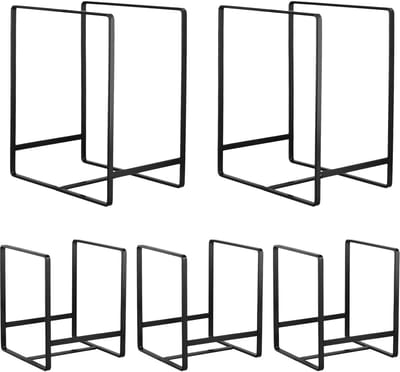 Bordenhouders, metaal, zwart, bordenstandaard, bordenhouder, standaard, metaal voor gootsteen, servies en pannendeksel, 14 x 12,5 x 11,7 cm en 20 x 16,5 x 11,7 cm