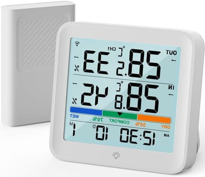Digitale Weerstations - Temperatuur Vochtigheid - Binnen Buiten Meten - Draadloze Sensor - 3.7 Inch LCD - Wit