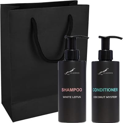 Douchepakket - Shampoo White Lotus + Coconut Conditioner - 300 ml per fles - set van 2 stuks - met luxe gift tas - cadeau - giftset voor hem en haar