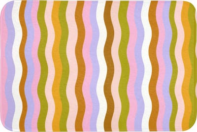 Badmat 90x60 cm - Antislip - lijnen - Golven - Pastelkleuren - Patroon - Badmatten voor badkamer - Badkamermat - Douchemat - Badkamer mat