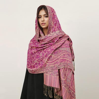 Pashmina Bohème Hijab Écharpe Long Châle Cachemire Musulman Féminin Foulard Doux Turban Enveloppements de Tête Hiver Femmes Bandeau Luxe pink