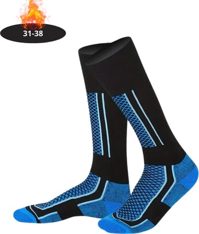 Livano Skisokken Kinderen - Ski Sokken - Warme Sokken - Lange Huissokken - Thermo - Compressie - Blauw - 31-39