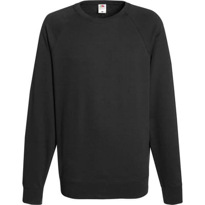 Fruit Of The Loom Heren Lichtgewicht Raglan Sweatshirt (240 GSM) (Zwart)