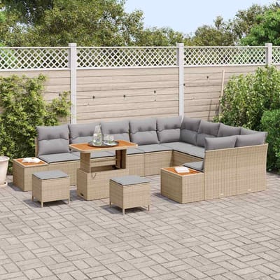 vidaXL - Tuinbank - Set - 12 - st - 11-Aantal - zitplaatsen - Beige - Poly - rattan