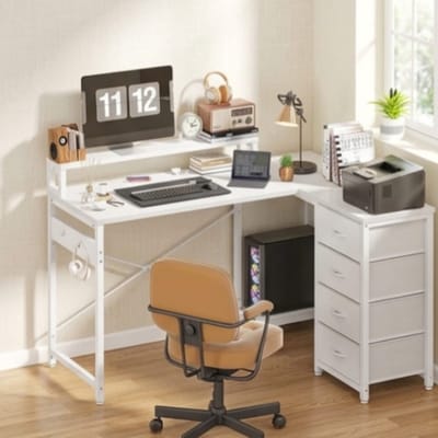 Hoekbureau L-vorm 130x100x75 cm Wit - 130x100x75 cm - Wit - Medahomestore