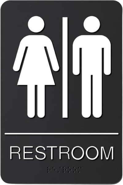 Toiletbord Unisex - Badkamersignalering - Zakelijk Gebruik - Zelfklevend Ontwerp - 22.5x15cm - Zwart