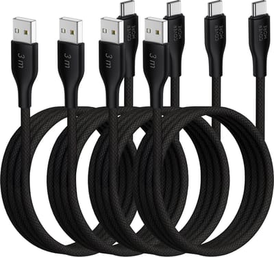Oplader kabel geschikt voor Samsung galaxy telefoon en tablet - Usb naar usb C - Oplaadkabel - 4 stuks - 3 meter - Lang