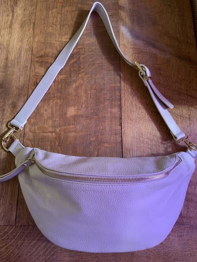 crossbody tas /heuptas - beige- leer -XL- moneybelt