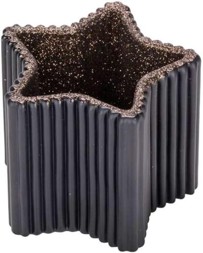 Stijlvolle theelichthouder voor kerstdecoratie met sterrenmotief in zilver en brons, ideaal voor tafel en raamdecoratie