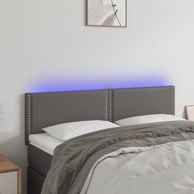 vidaXL - Hoofdbord - LED - 144x5x78/88 - cm - kunstleer - grijs