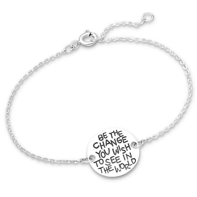 EAR IT UP - Armband - Dames - Be the change you wish to see in the world - 925 sterling zilver - Geoxideerde details - 15 tot 17,5 cm - 1 stuk
