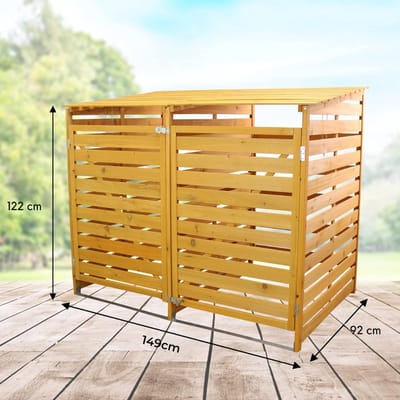 Florixa® Kliko Ombouw – Containerberging - Kliko Ombouw Dubbel - Bruin- 81cm x 198cm x 120cm