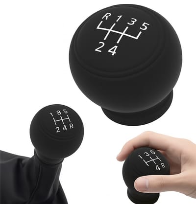 Ronde Anti-Slip Siliconen Pook Cover I Pook Hoes I Versnellingspook Beschermer I Autopook Cover I Rekbaar I Versnellingen R + 1-5 I Zwart