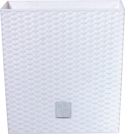 Prosperplast Plantenpot Rato - rotan look - bloempot met binnenpot - wit - 20x20x20 cm - kunststof