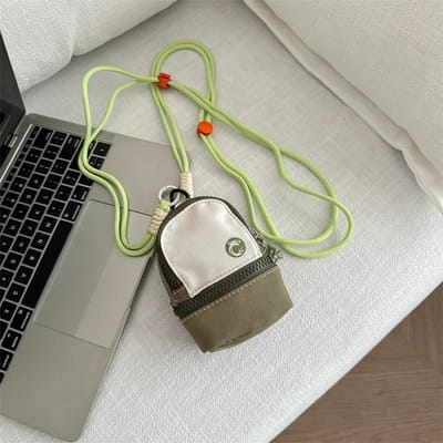 Contrasterende Kleur Schooltas Portemonneetje Mini Sleutelhanger Hanger Draagbare Koptelefoon voor Jongens en Meisjes ID Opbergtas