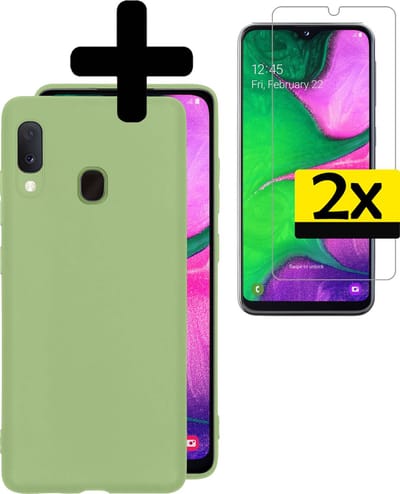 Hoesje - Met 2x Screenprotector - Geschikt voor Samsung Galaxy A20e - Sterk & Shockproof - Back Cover - Siliconen Case - Telefoon Hoes - Telefoonhoesjes - Groen