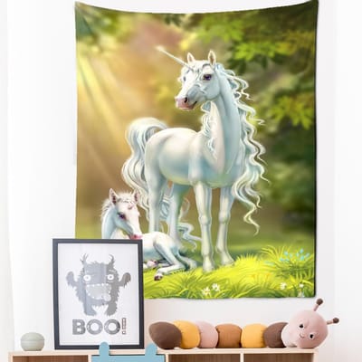Starlight Eenhoorn Wandkleed Wandhanger Hippie Tapiz Cartoon Kawaii Kinderkamer Meisjes Slaapzaal Huisdecoratie 95x70cm