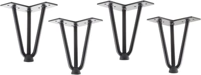 SOTECH 4 stuks Haarspeldpoten zwart 150 mm 3 stoks Haarspeldbenen Meubelpoten voor banken en kasten Meubelpoot