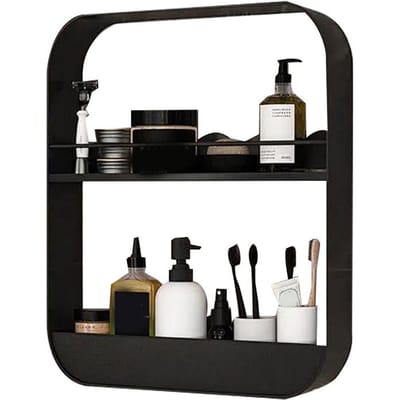 Badkamer Wandmontage Plank 2 Laags Koolstofstaal Perforatievrij Douche Zwevende Plank