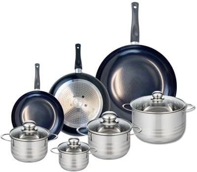 Set van 3 Kookpannen 20, 24 en 32 cm en 4 braadpannen 12, 14, 16 en 20 cm Elo Prima Brillant