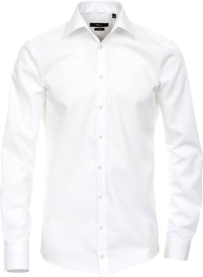 VENTI modern fit overhemd - mouwlengte 7 - wit - Strijkvrij - Boordmaat: 41