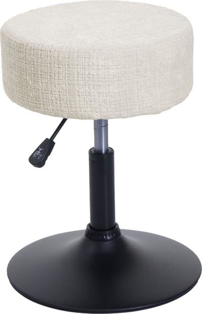 Kruk MCW-C22, kruk make-up kruk, in hoogte verstelbaar draaibaar Ø 37cm stof chenille (465g/m²) MVG ~ crème-wit