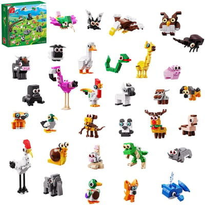 843 STUKS Landdieren Bouwstenen Speelgoed Land Compacte Dieren Miniatuur Puzzelblokken Speelgoed Sets Ideaal Voor Kinderen Bureau Ornament Cadeaus black