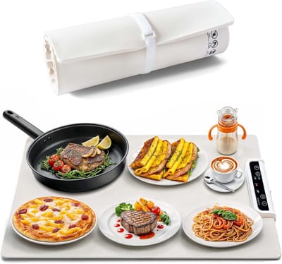 Elektrische Warmer Tray - Warmhoudplaat Voedsel - Eten Warm Houden - 3 Temperatuurstanden - 3988 cm - Wit