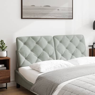 vidaXL - Hoofdbordkussen - 140 - cm - velvet - lichtgrijs